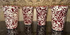 Crow Canyon Enamelware, 14 oz Tumbler Drinking Cup, Set of 4, Maroon