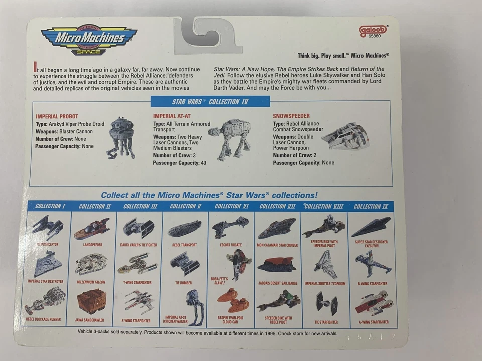 1995 Micro Machines Space IV Star Wars #65860  Imperial Probot AT-AT Snowspeeder - Image 2 of 2