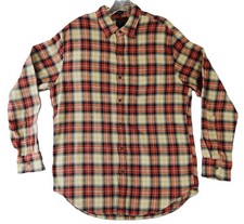 J Crew Flannel Shirt Men M Red Black Plaid Classic Long Sleeve Button Up AZ836