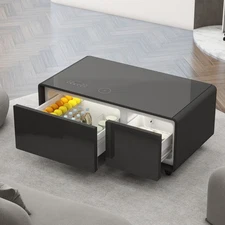 Modern Smart Coffee Table w/ Built-in Fridge Bluetooth Speaker Touch Control US