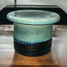 French Butter Keeper Ceramic Crock Butter Bell Handmade Pottery Artist Signed