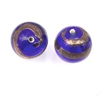 Authentic Czech Glass Cobalt Blue swirl Aventurine Round Lamp work Beads-14mm