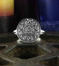 Round Mandala Oxidized Ring Meditation Sacred Geometry wh046