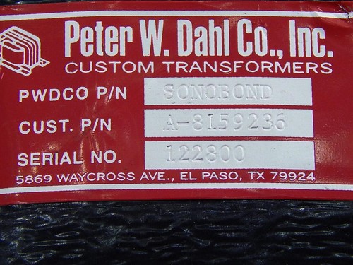 PETER W. DAHL SONOBOND A-8159236 TRANSFORMER T93826 - Bild 6 von 6