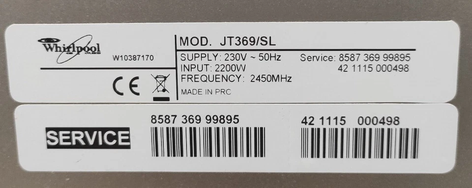 MOTORE PIATTO FORNO MICROONDE  WHIRLPOOL JT369/SL 858736999895 - Immagine 3 di 3