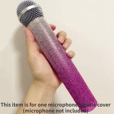 Rhinestone Bling Microphone Handle Cover Mic Sleeve Protector Accessory Chic Fun