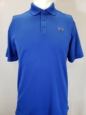 Under Armour Shirt Mens Small Blue Polo DriFit HeatGear Performance Golf