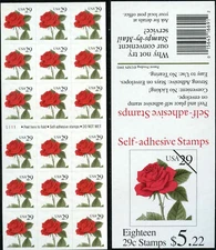 #2490a Red Rose booklet pane of 18 stamps Mint NH
