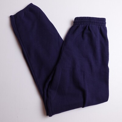 Vintage Fruit Of The Loom Sweatpants Small Navy Blank Jogger Pants 60/40 Pockets