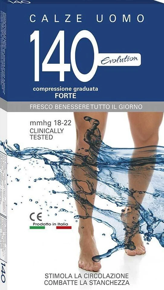 Calze COMPRESSIONE GRADUATA FORTE 140 denari lunghe gambaletti da uomo in cotone - Immagine 3 di 4