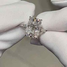 Wedding Ring 14k White Gold Radiant Cut 3.85 ...