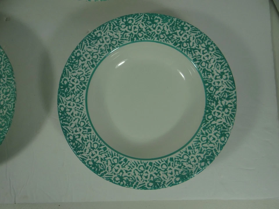 Juego de 4 cuencos de sopa con borde Roma Inc esponja verde hecho en Italia Foto 2 de 4