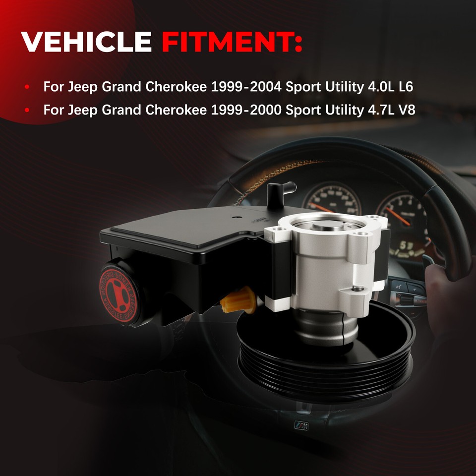 Power Steering Pump For Jeep Grand Cherokee - 1999-2004 Models With Reservoir & Pulley