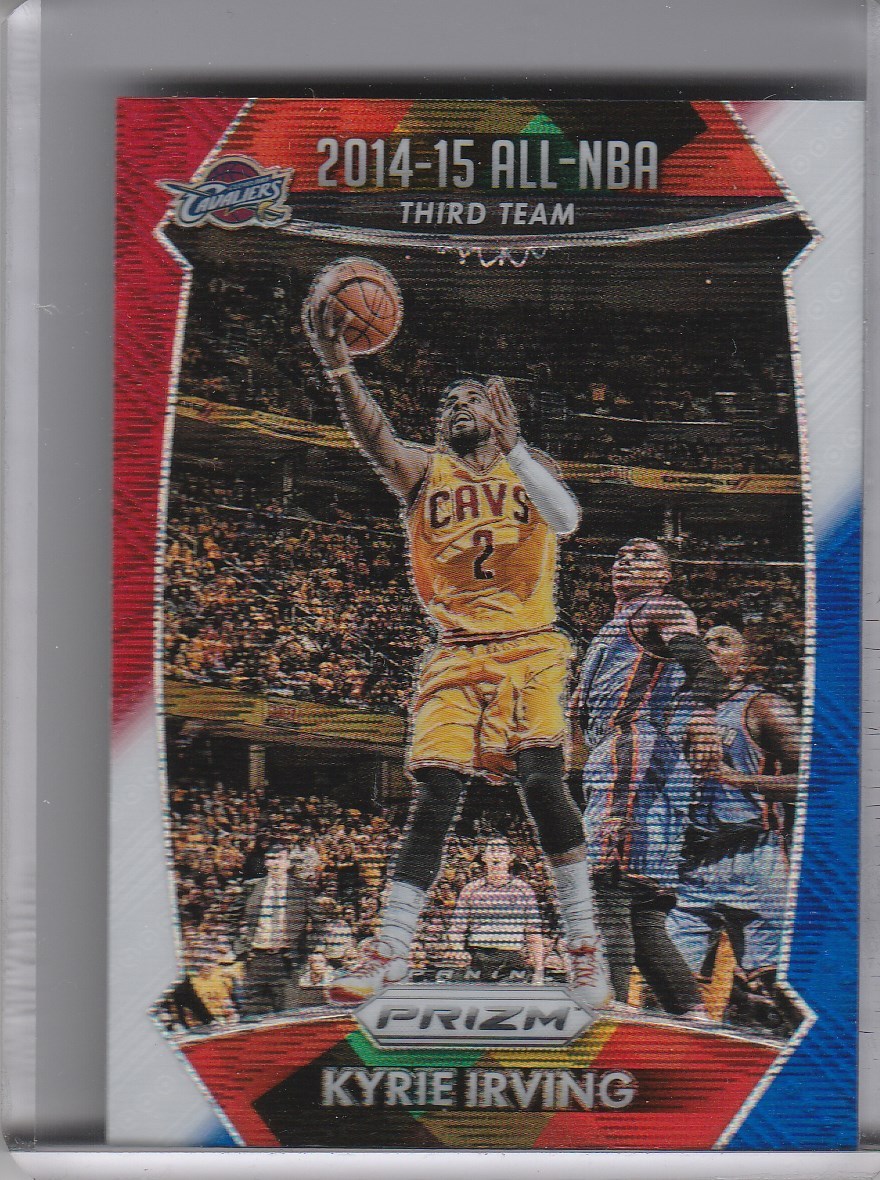 2015-16 PANINI PRIZM #387 KYRIE IRVING RED WHITE & BLUE REFRACTOR