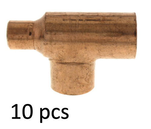 (10 PCS) 3/4" x 1/2" x 3/4" Copper Reducing Tees Plumbing Fittings, C x C x C