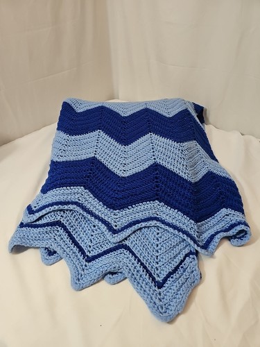 "Chevron Zig Zag lancio afgano vintage bicolore a mano blu - 60 X 60"" - Foto 4 di 5