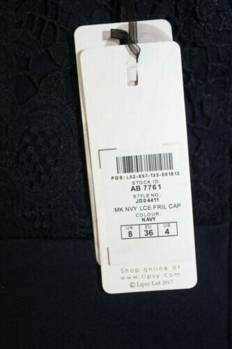 Lipsy Michelle Keegan Lace Dress With Frill Sleeve Navy UK 8 rrp £65 DH9 CC 28 image 6