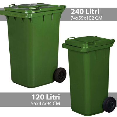 ROTHO PATTUMIERA CON RUOTE NERO/VERDE LT. 100