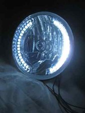 Street Rod 7 H4 Prism Headlight W White Led Turn Signal Halo Style No Tri Bar Street Rod 7 H4 Prism Headlight W White Led Turn Signal Halo Style No Tri Bar
