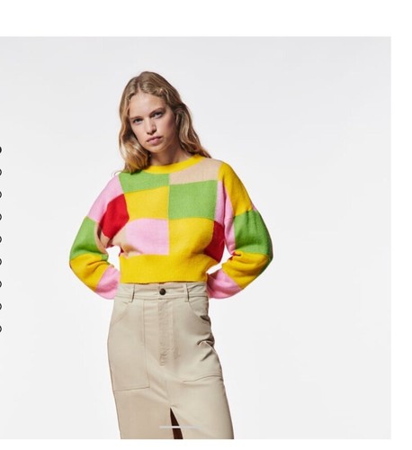 New Zara Women Square ColorBlock Knit 