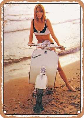 METAL SIGN - 1966 Vespa Pinup Girl Elsa Martinelli Vintage Ad