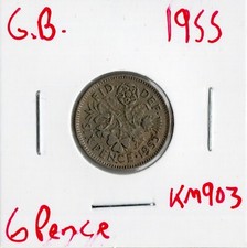 Coin Great Britain 6 Pence 1955 KM903, Elizabeth II