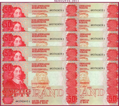 SUDAFRICA 50 RAND nd 1984 1990 P 122b UNC spedizione gratuita da 100$ - Foto 1 di 3