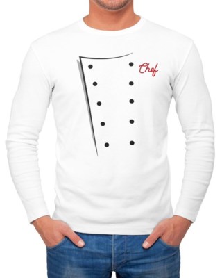 Herren Long-Sleeve Koch Kochjacke Chefkoch Kostüm Fasching Karneval