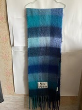 Acne Studios Big Blue Scarf Wool/Nylon Checked Big Logo Made in Italy