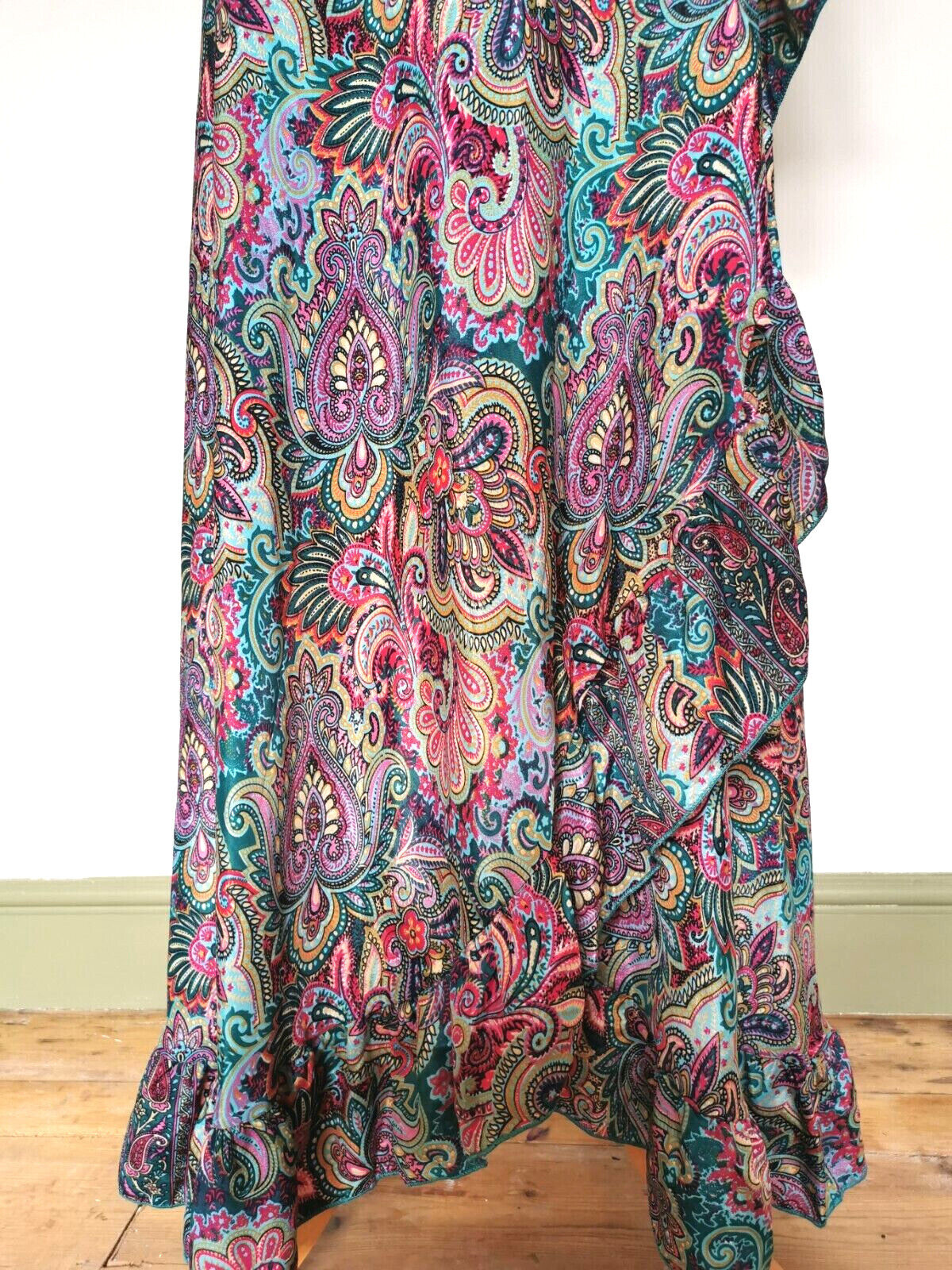 Gorgeous Long Wrap Dress Maxi silk style 8 10 12 Boho Hippy Festival ...