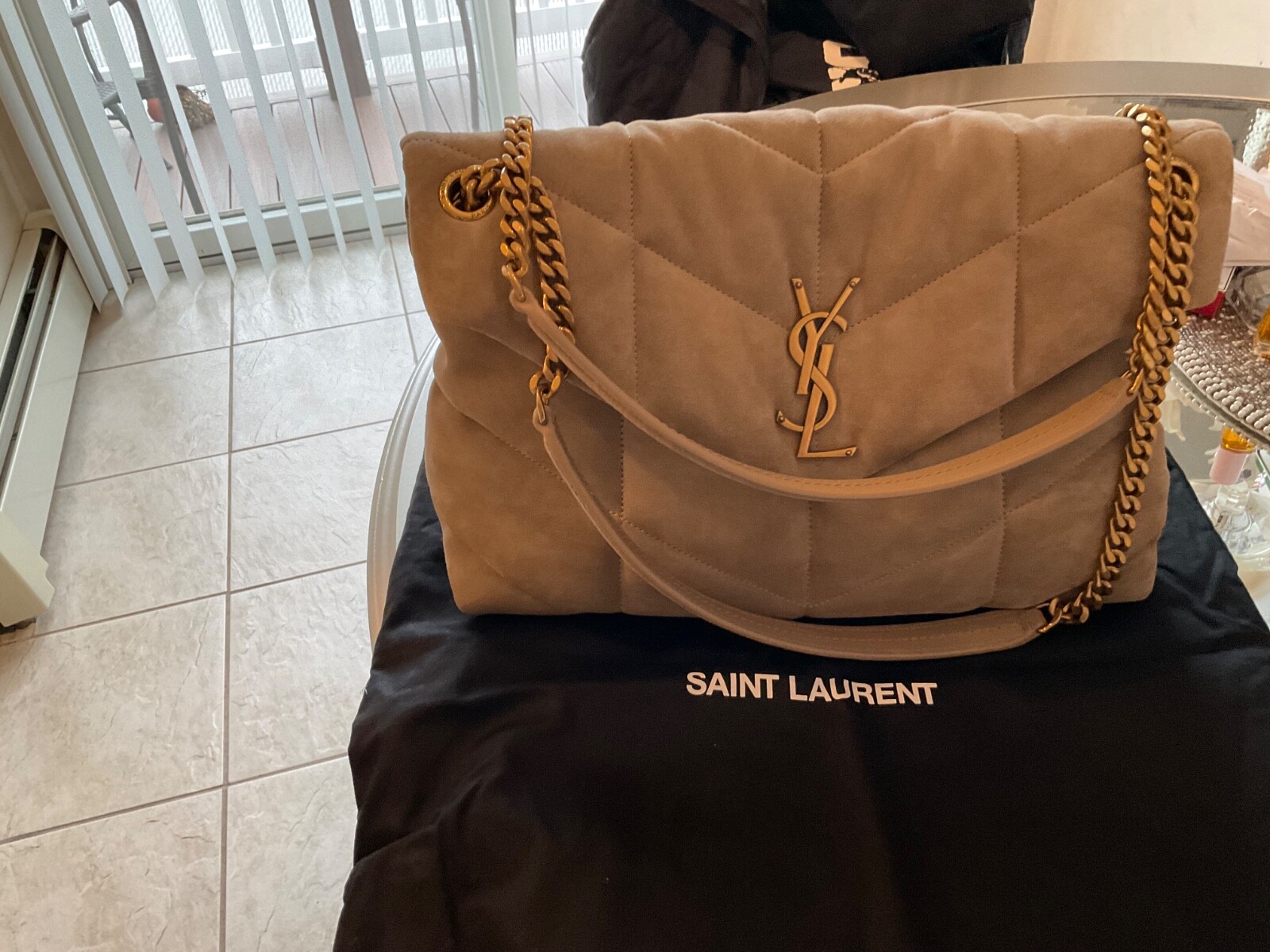 borsa in camoscio yves saint laurent autentica.