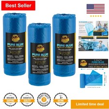 Premium Blue Pre-Folded Masking Film - 72" x 59' - 3 Pack - Overspray Protection