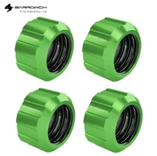 4 Pack BarrowCH Helm G1/4" Compression Fitting for 16mm OD Rigid Tubing , Green