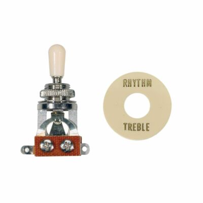 BOSTON Toggle Switch, 3-Weg-Schalter, chrom, mit Grundplatte und Knopf (ivory),