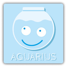 Aquarius Zodiac Sign Cartoon Simple Car Bumper Sticker Decal