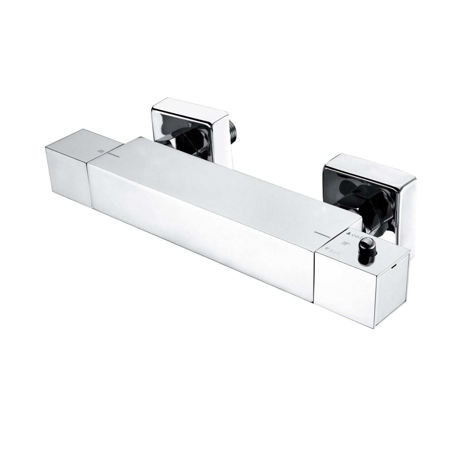 Modern Square Thermostatic Rigid Riser Shower Mixer Dual Bar Valve