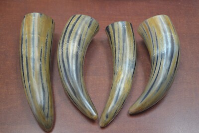 4 PCS ASSORT BROWN WATER BUFFALO HOLLOW VIKING HORN 6'' - 8''