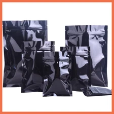 Black Resealable Aluminium Foil Zip Grip Bags Sachets Heat Seal Food Grade Bags