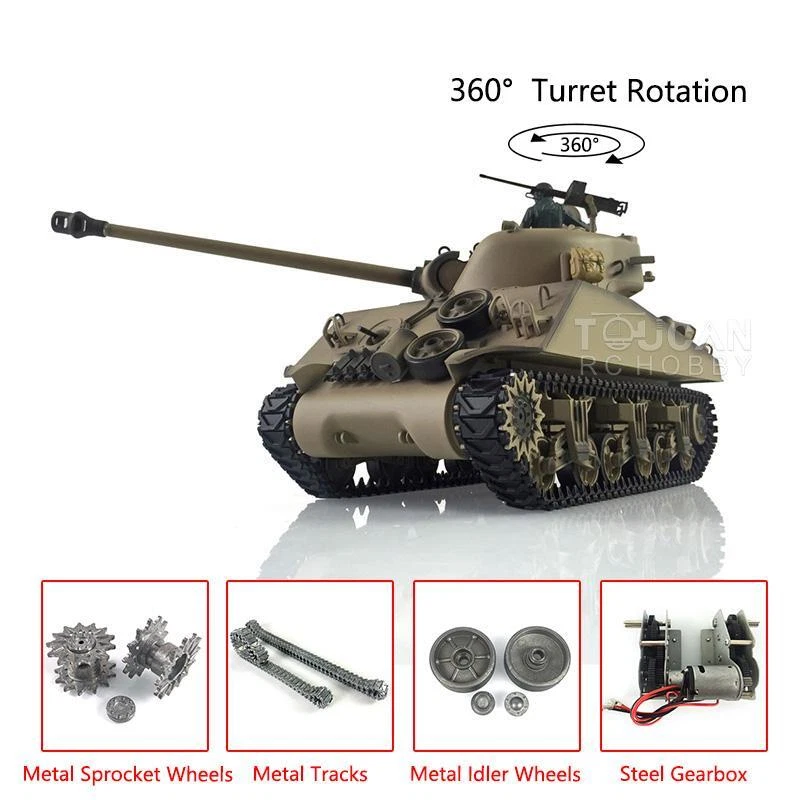 1/16 7.0 Henglong Sherman M4A3 BB IR RTR RC battle Tank 360° 3898 Metal Gearbox - Image 3 of 4