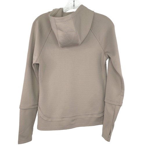 BcbgMaxazria Athletic Full Zip Hooded Jacket Beige Thumb Holes Size Small - Picture 2 of 7
