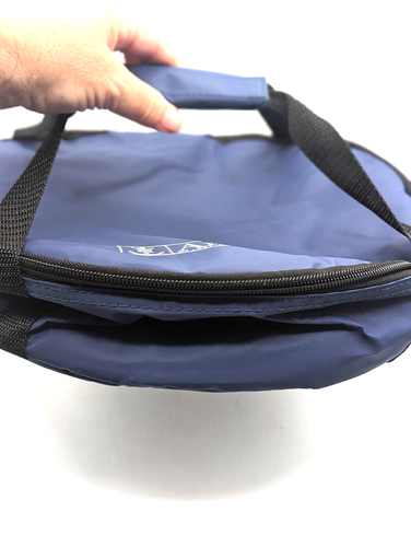 Anchor Hocking Hot Cold Insulated Round Casserole Carrier Tote. Navy. Straps Zip - Picture 2 of 6