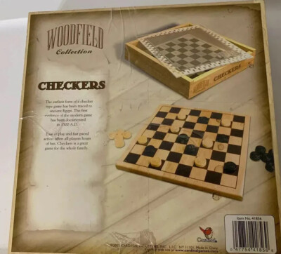 New Wood Checkers Set Cardinal Industries 2002 Woodfield Collection Board Game
