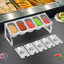 Stainless Spice Rack, Seasoning Organizer Sauce Ingredients Fruits Holder 5 Pans