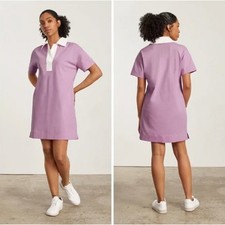 EVERLANE Collared Polo Dress Organic Cotton Mauve Pink {3S6}