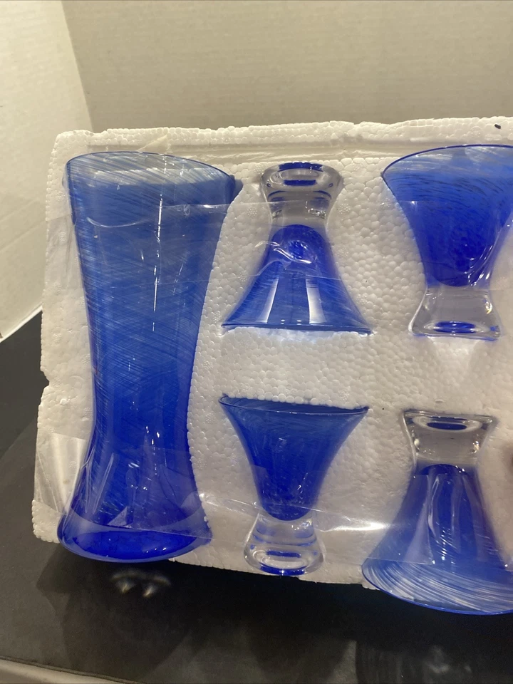 Copos de jarro cordial para coquetel Art Glass redemoinho azul MJ - Imagem 2 de 4