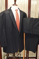 Stafford Travel 56 L black wool blend 2 vent pleat pants business suit y7j7 
