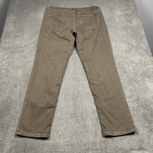 Faherty Stretch Terry 5-Pocket Pants Mens 36x32 Driftwood Brown Tapered Jeans - Picture 5 of 10