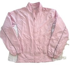 FJ Footjoy Womens Pink White Athletic Full Zip Lightweight Jacket XL Windbreaker