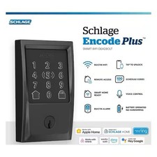 Schlage Century Matte Black ElectronicEncode Plus Smart WiFi Deadbolt Alarm 2