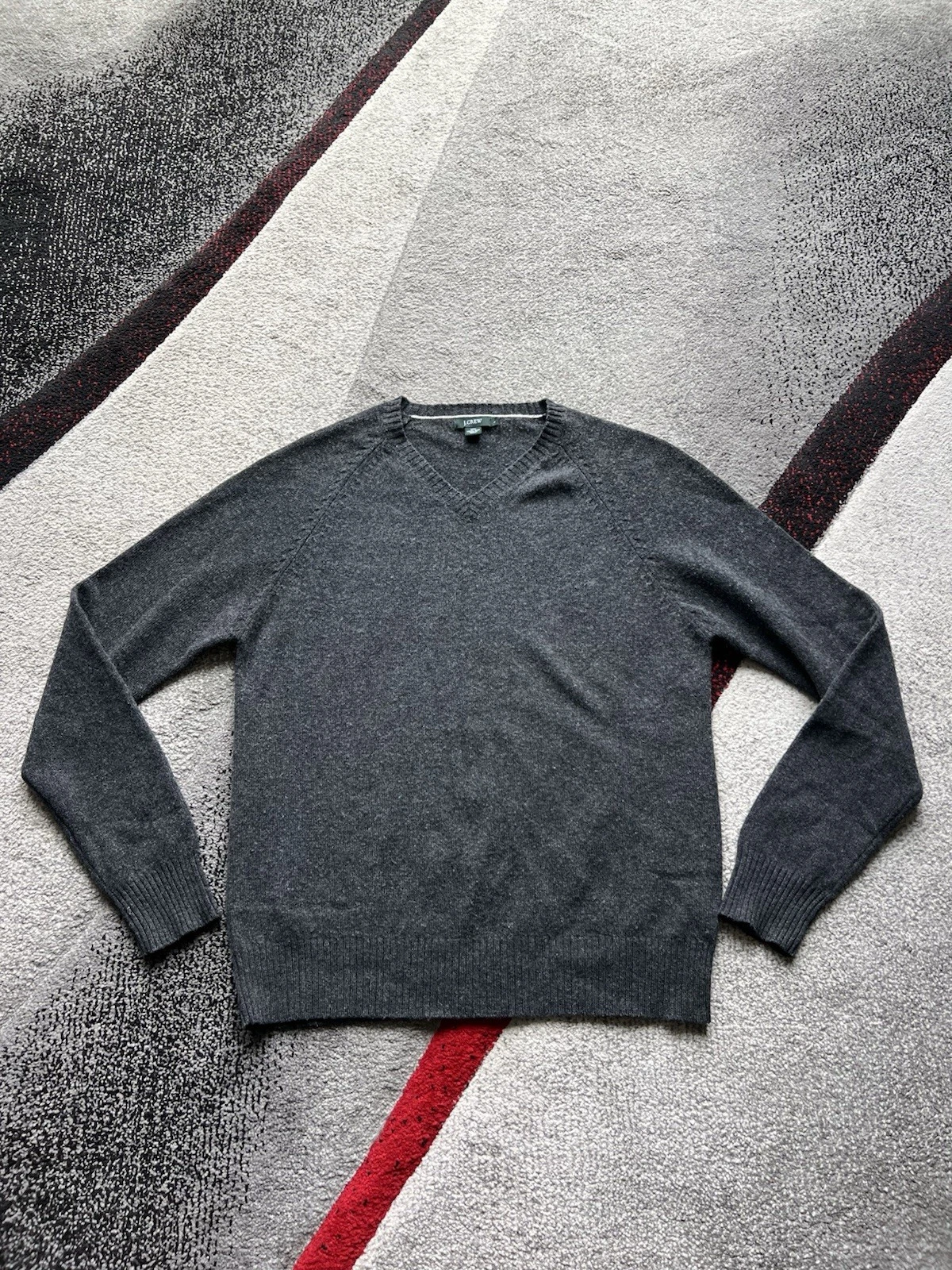 J. Crew Dark Gray Lambs Wool V Neck Sweater L